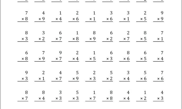 Printable Timed Multiplication Facts