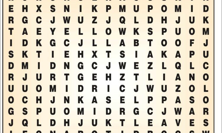 Printable Word Search Autumn