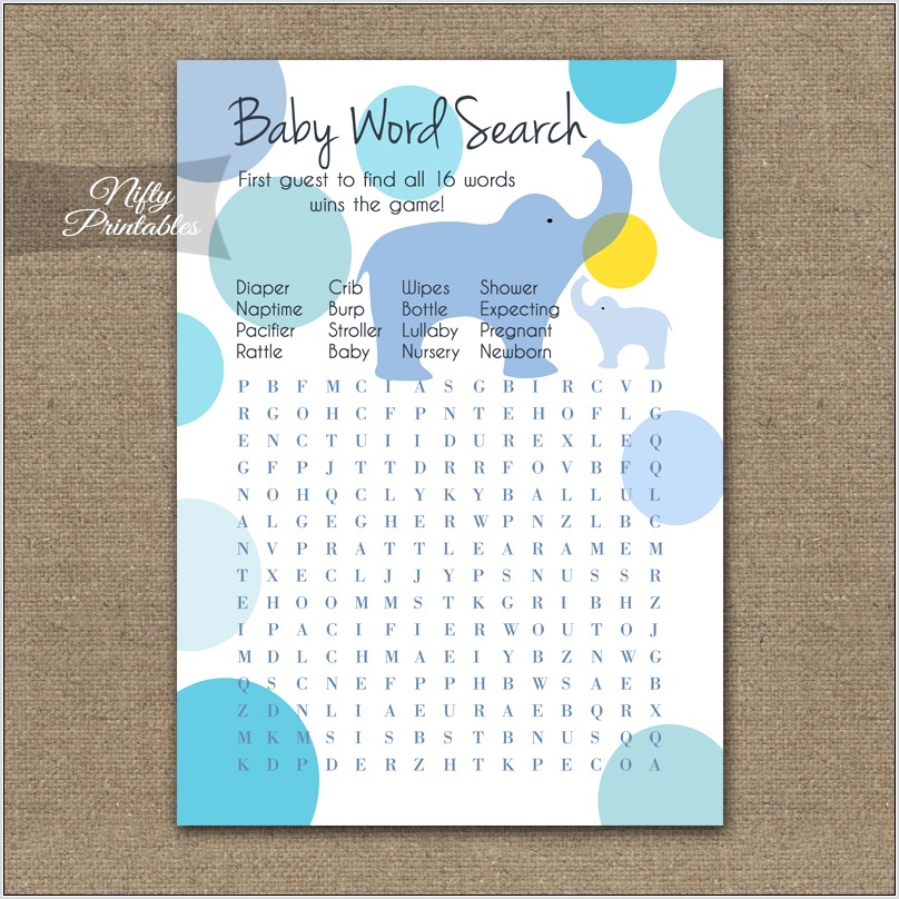 Printable Word Search Baby Shower