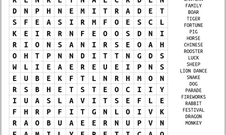 Printable Word Search Chinese New Year