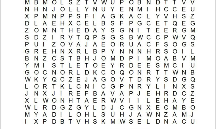 Printable Word Search Christmas