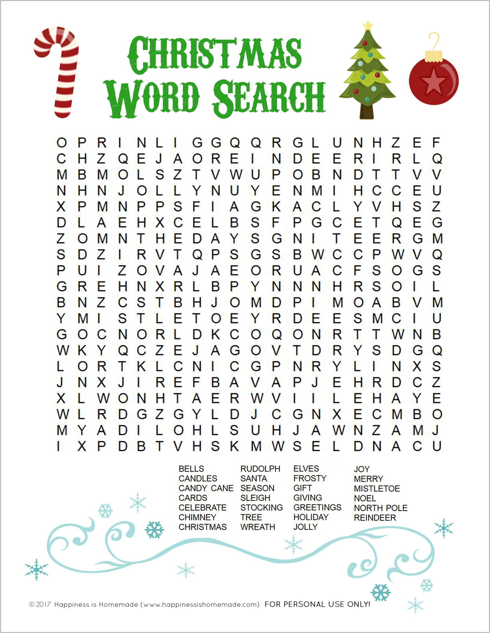 Printable Word Search Christmas