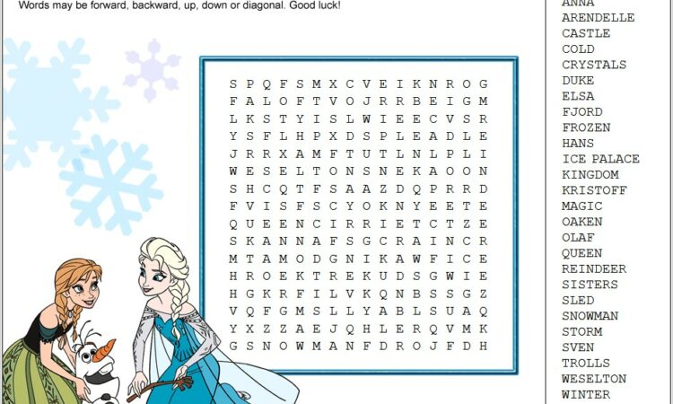 Printable Word Search Disney