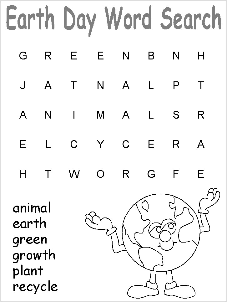 Printable Word Search Earth Day