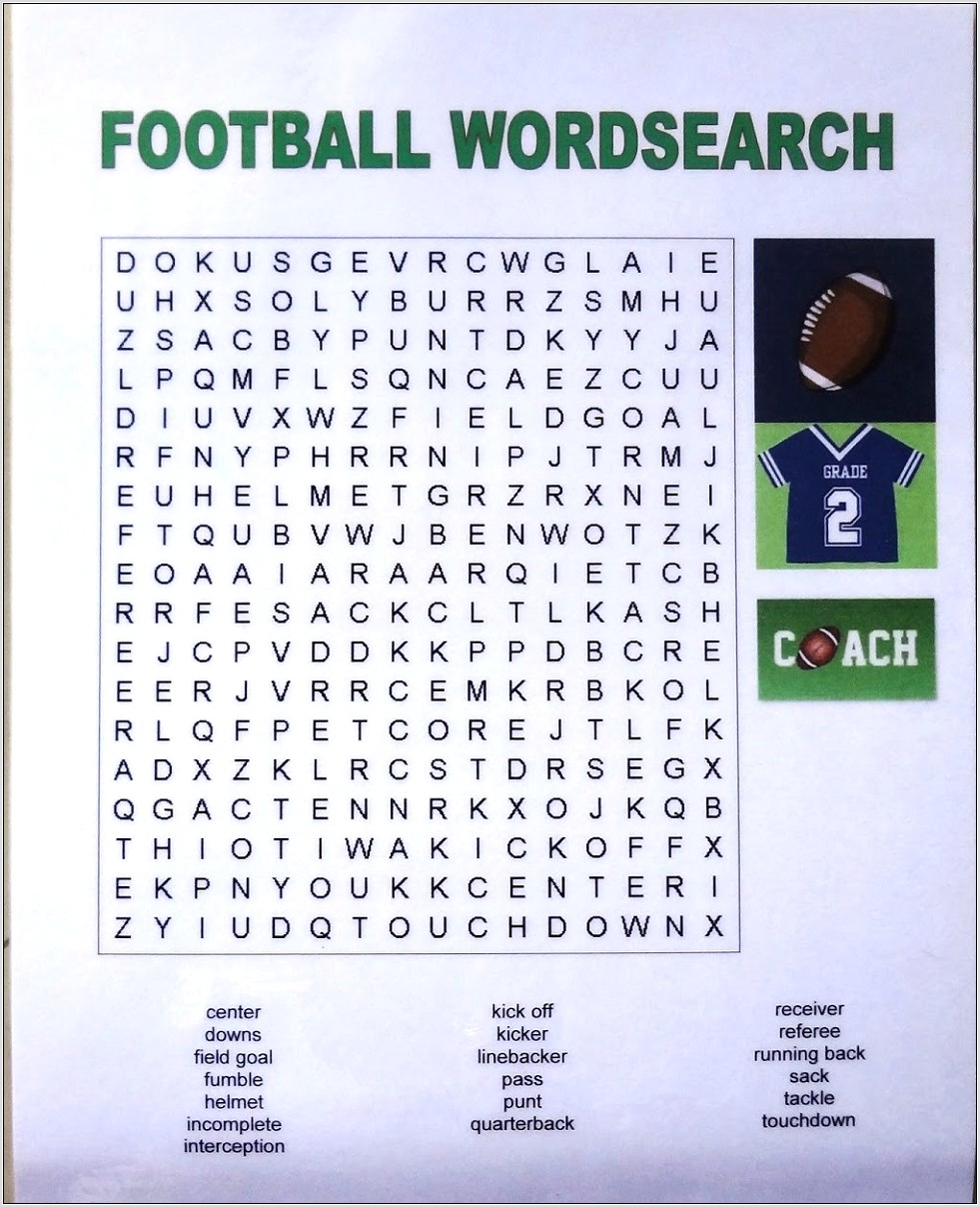 Printable Word Search Football