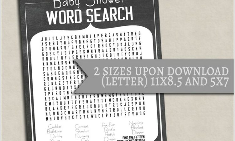 Printable Word Search For Baby Shower