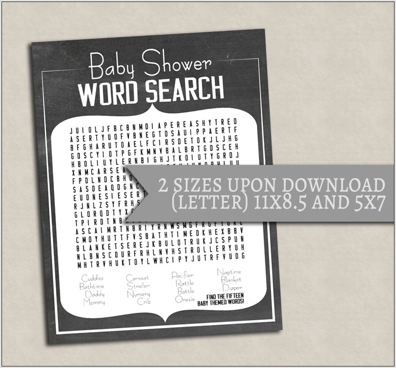 Printable Word Search For Baby Shower