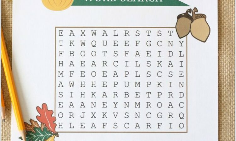 Printable Word Search For Fall