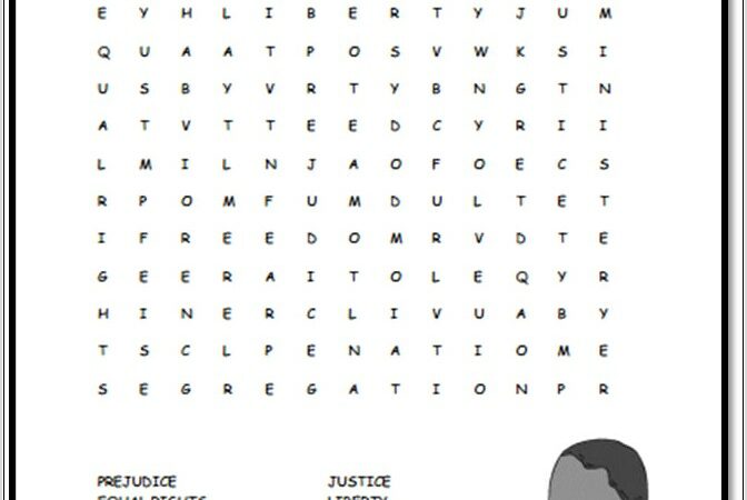 Printable Word Search For Martin Luther King