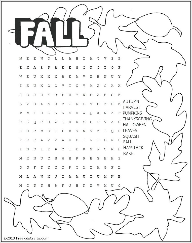 Printable Word Search For Middle School