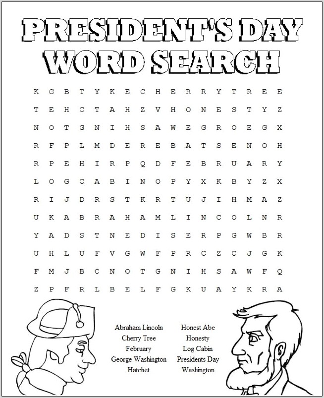 Printable Word Search For Presidents Day