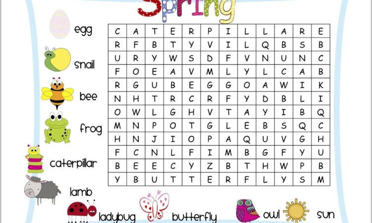 Printable Word Search For Spring