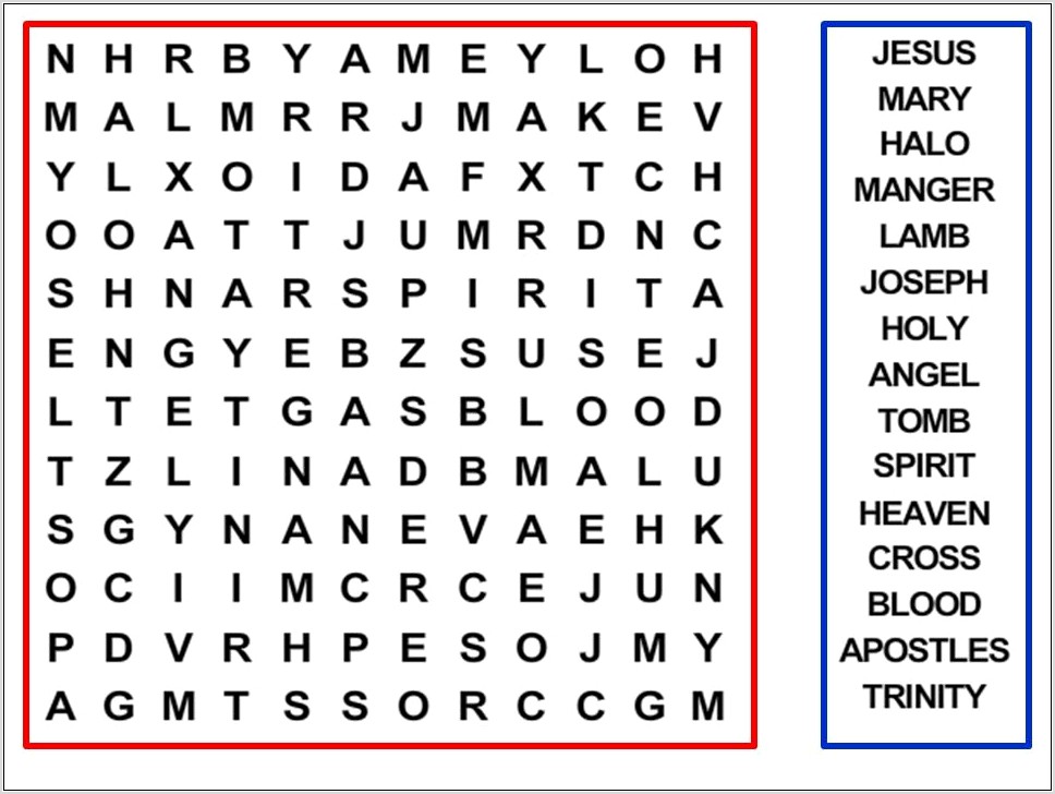 Printable Word Search From The Bible
