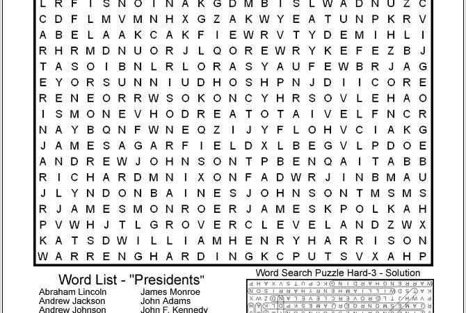 Printable Word Search Hard