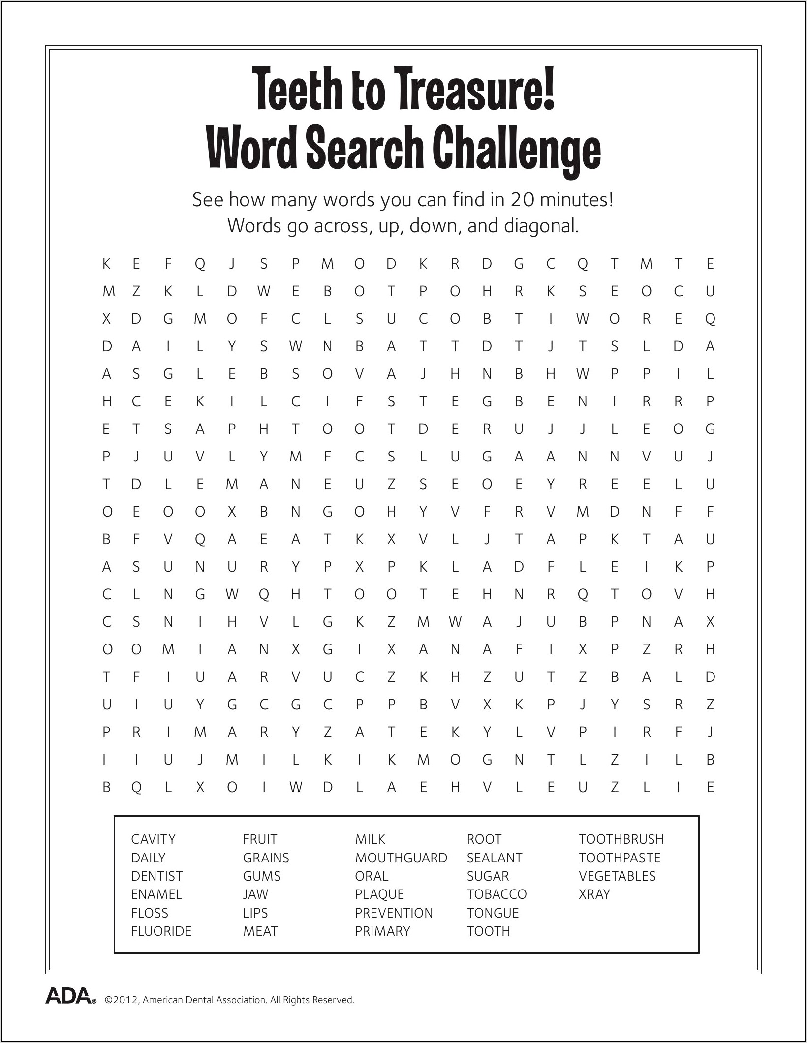 Printable Word Search Health