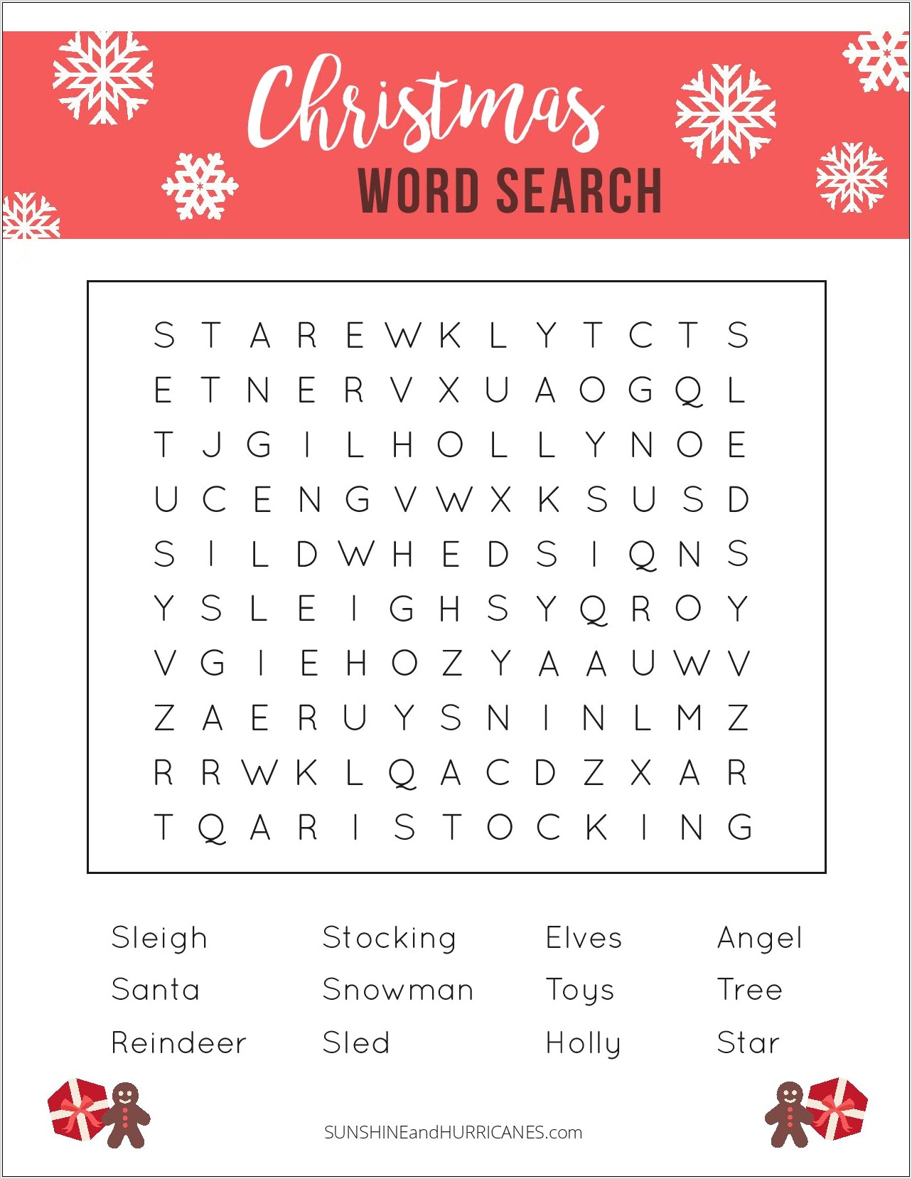 Printable Word Search Holiday
