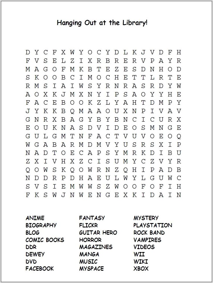 Printable Word Search Library