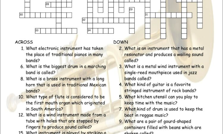 Printable Word Search Musical Instruments