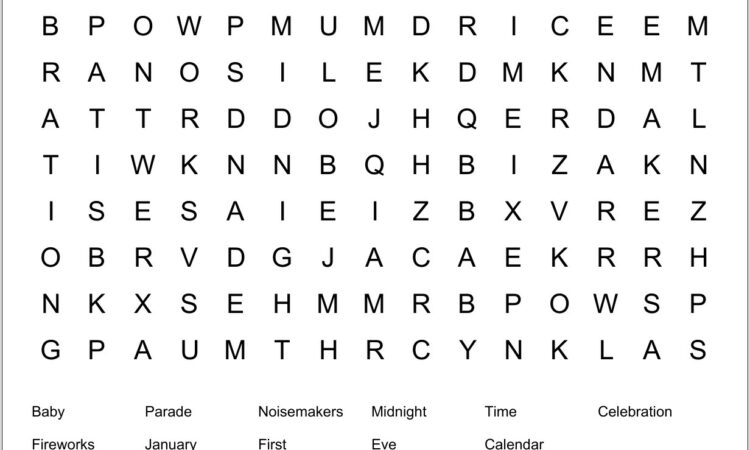 Printable Word Search New Years