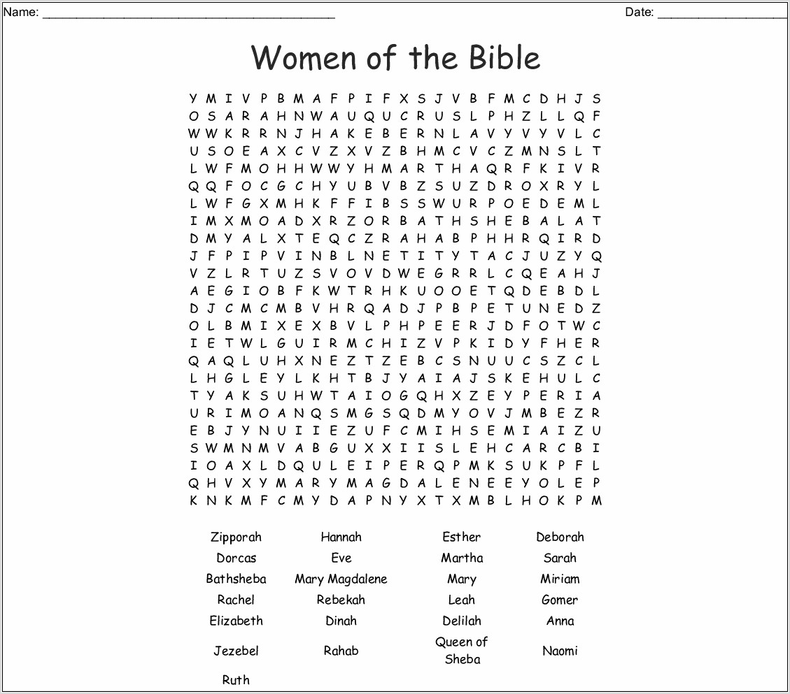 Printable Word Search On The Bible