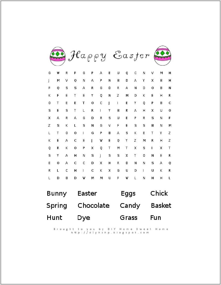 Printable Word Search Puzzles Easter