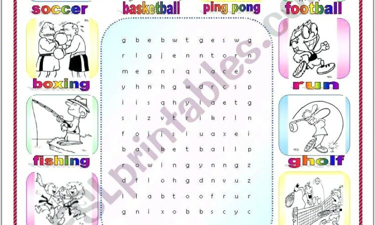 Printable Word Search Puzzles Sports