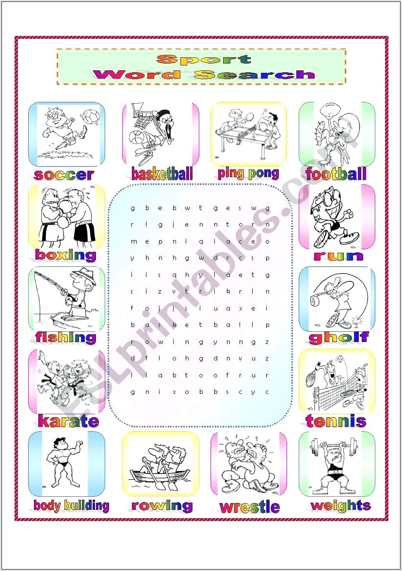 Printable Word Search Puzzles Sports