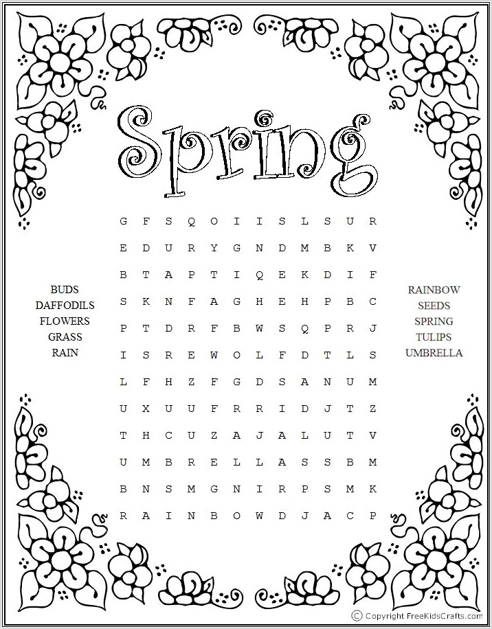Printable Word Search Spring