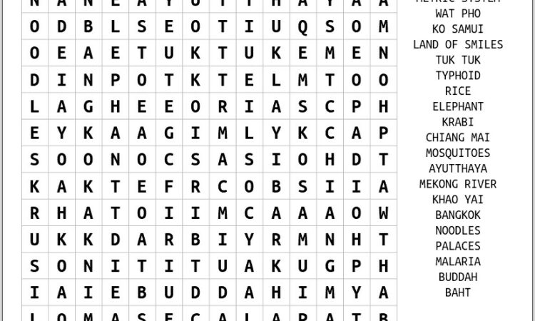 Printable Word Search Uk