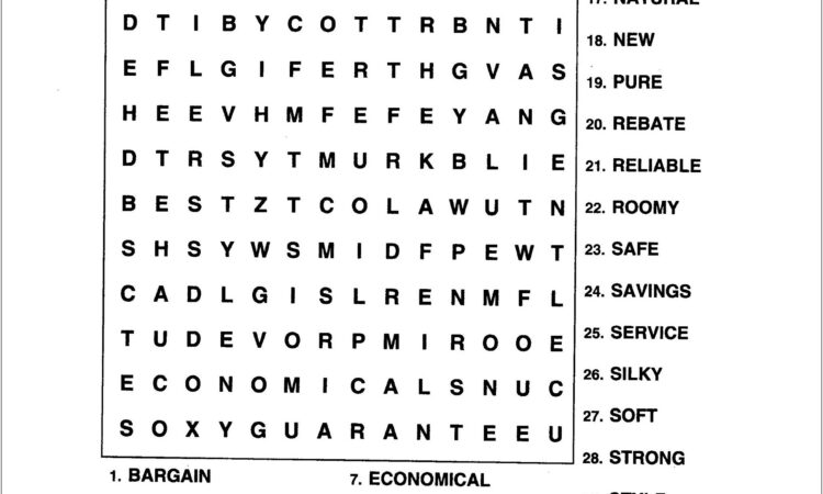 Printable Word Searches In Large Print