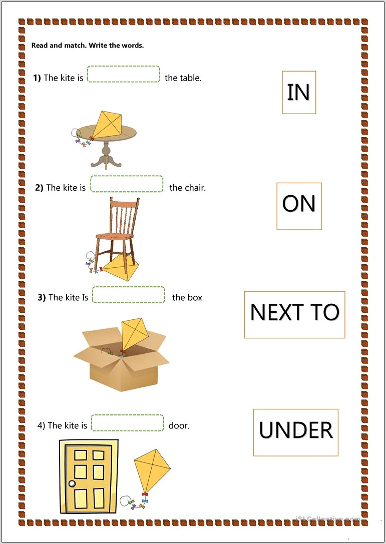 Printable Worksheet About Preposition