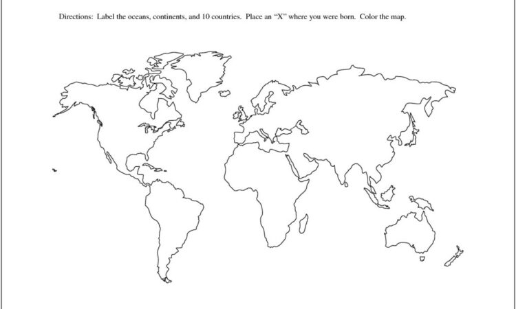 Printable Worksheet Continents And Oceans