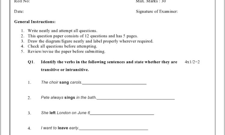 Printable Worksheet For Grade 5 English