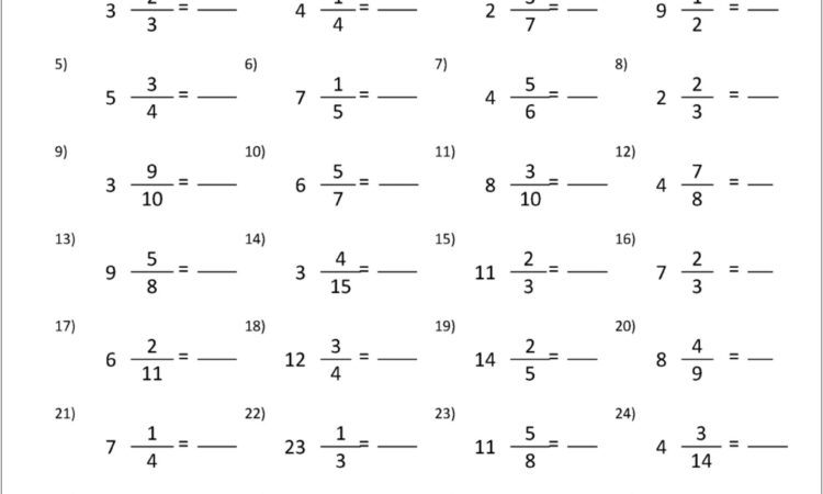 Printable Worksheet Improper Fractions To Mixed Numbers