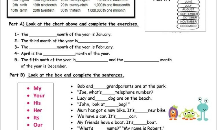 Printable Worksheet Ordinal Numbers