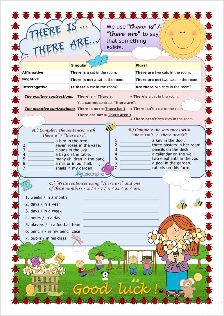 Printable Worksheet There Is There Are