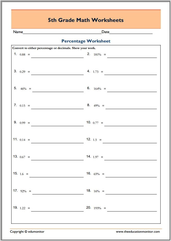 Printable Worksheets For 5th Grade