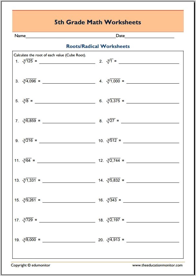 Printable Worksheets For Grade 5