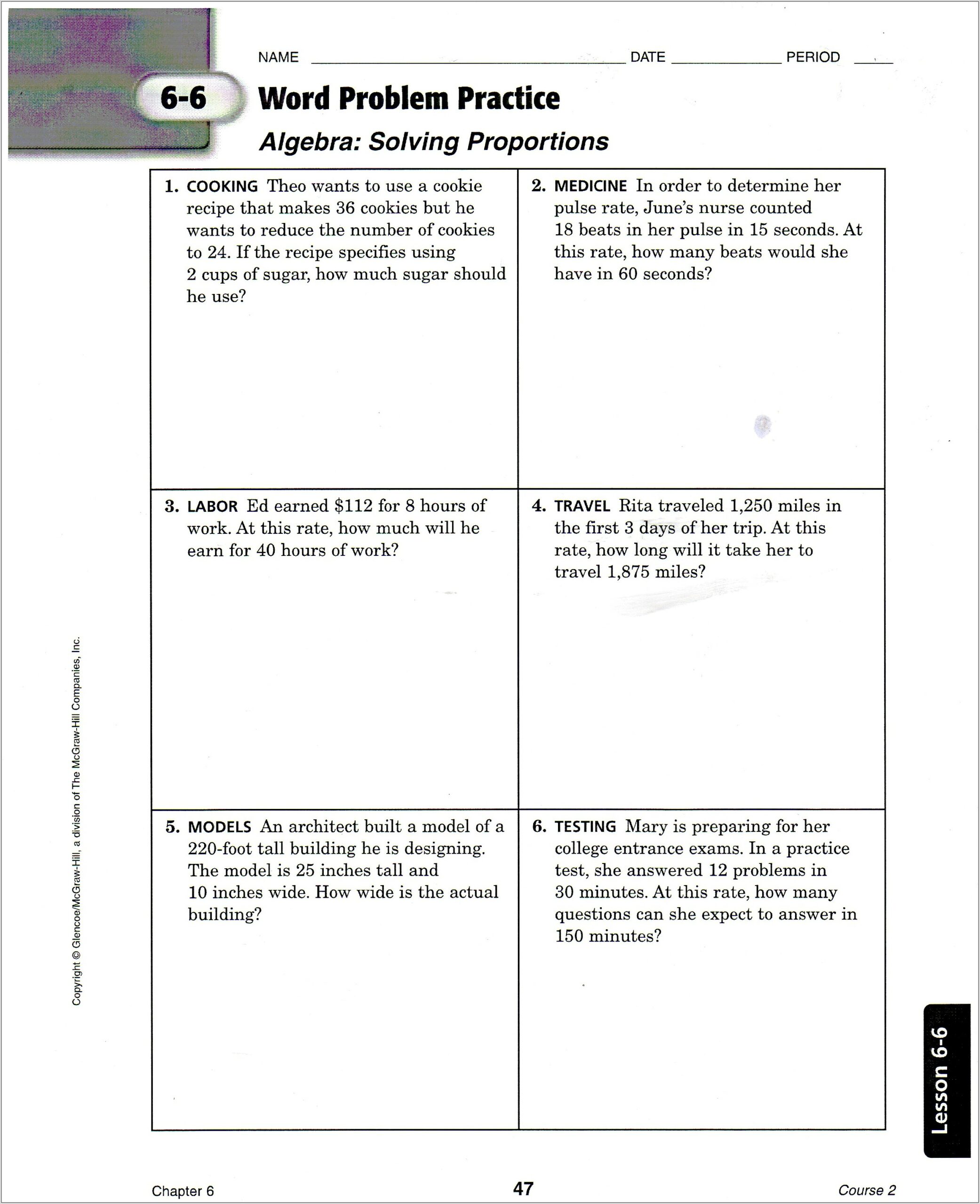 Proportion Word Problems Worksheet 8th Grade
