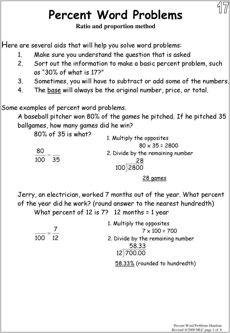 Proportion Word Problems Worksheet Algebra