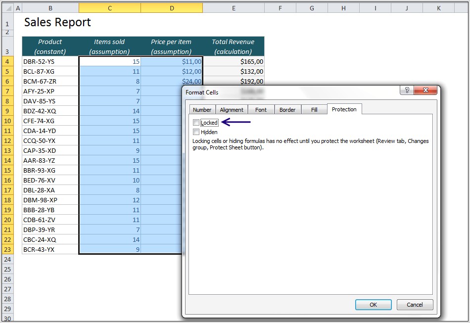 Protect Cells In Worksheet Excel 2007