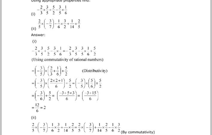 Rational Numbers Worksheet For Class 8 Cbse