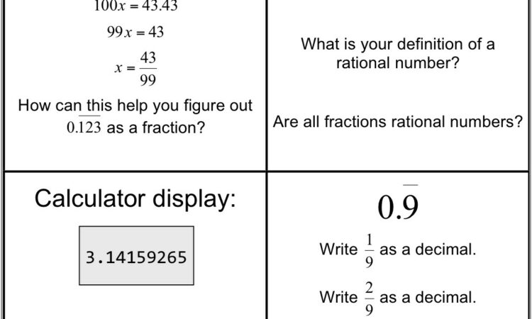 Rational Vs Irrational Numbers Worksheet With Answers