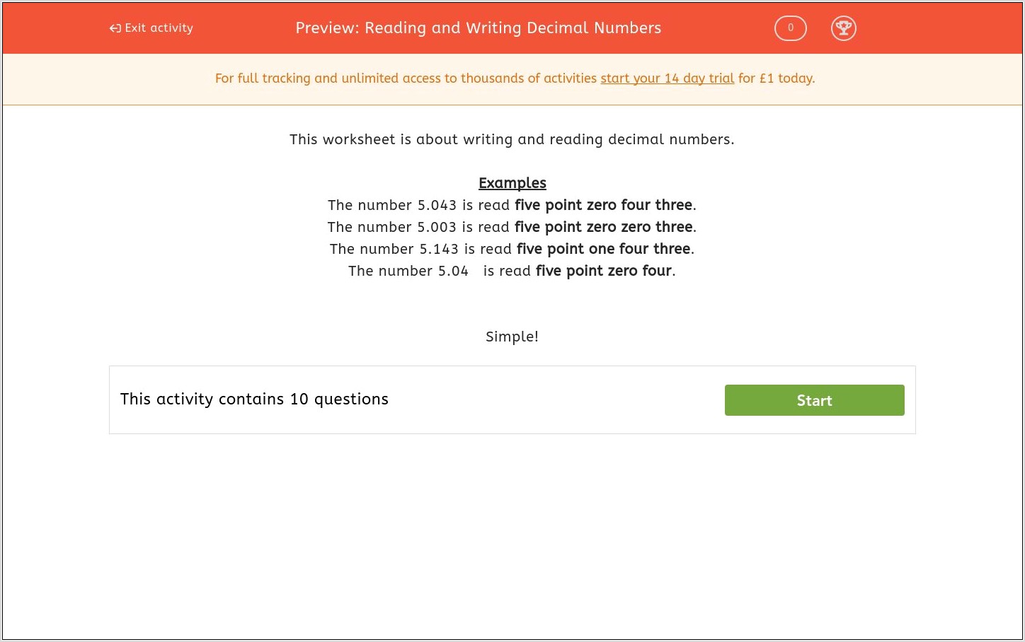 Reading And Writing Numbers Worksheet