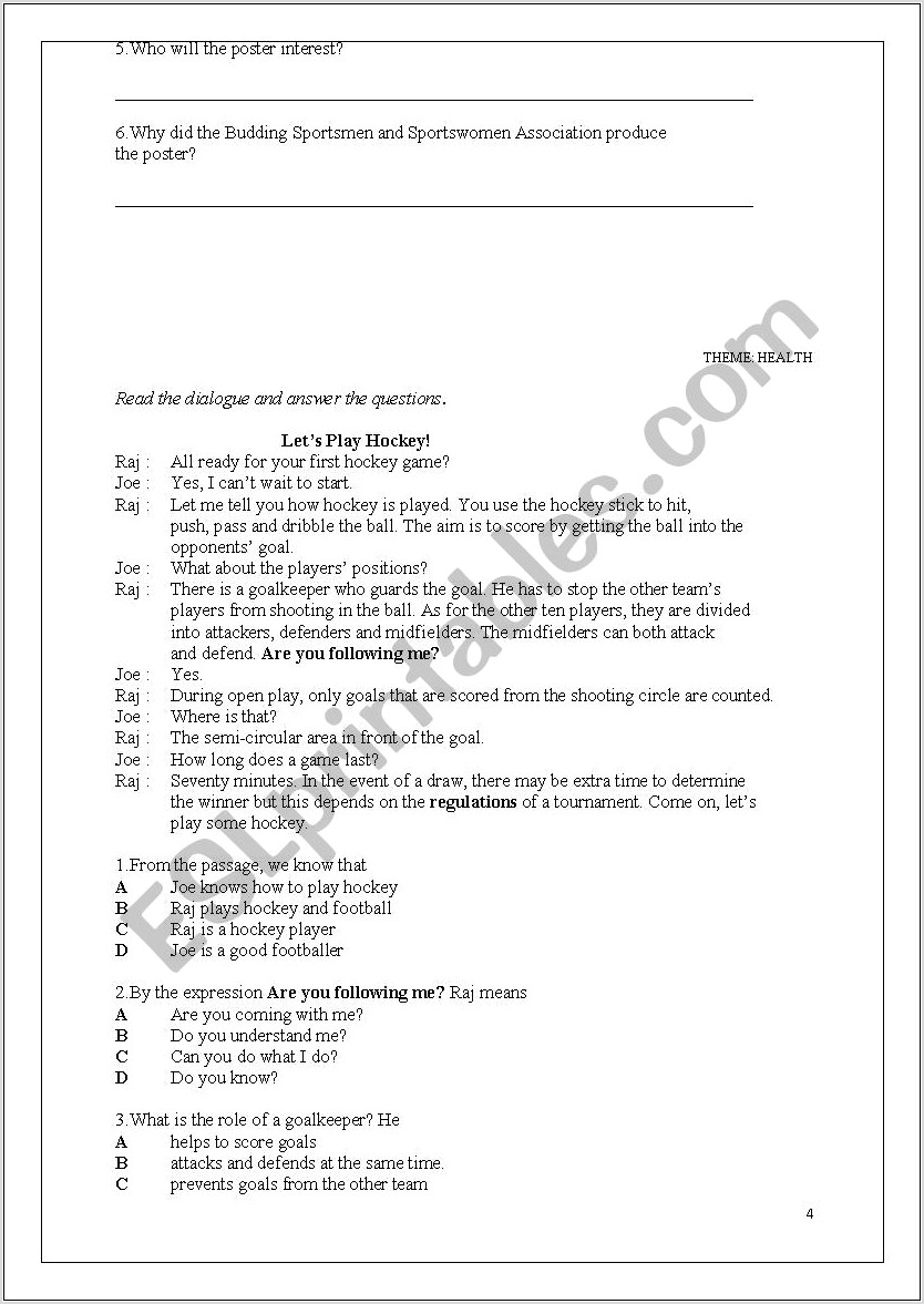 Reading Comprehension Worksheets Multiple Choice Answers