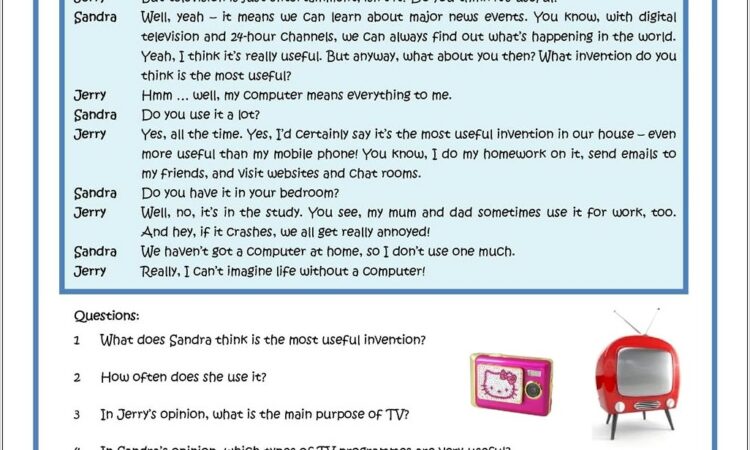 Reading Comprehension Worksheets On Technology