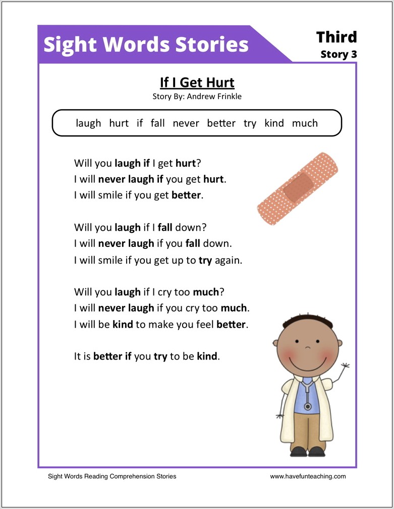 Reading Comprehension Worksheets Word Document