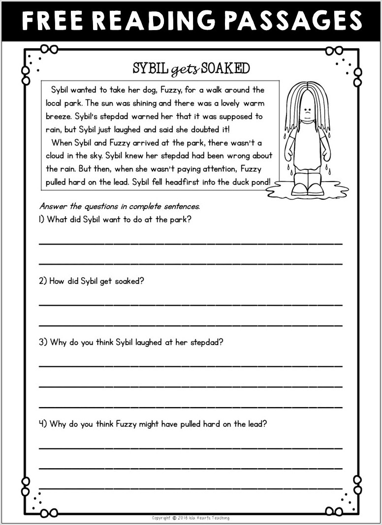 Reading Comprehensions Year 3 Free