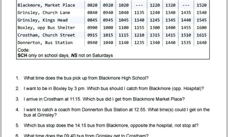 Reading Timetables Worksheet Ks2