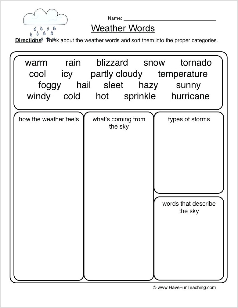 Reading Worksheet About Weather